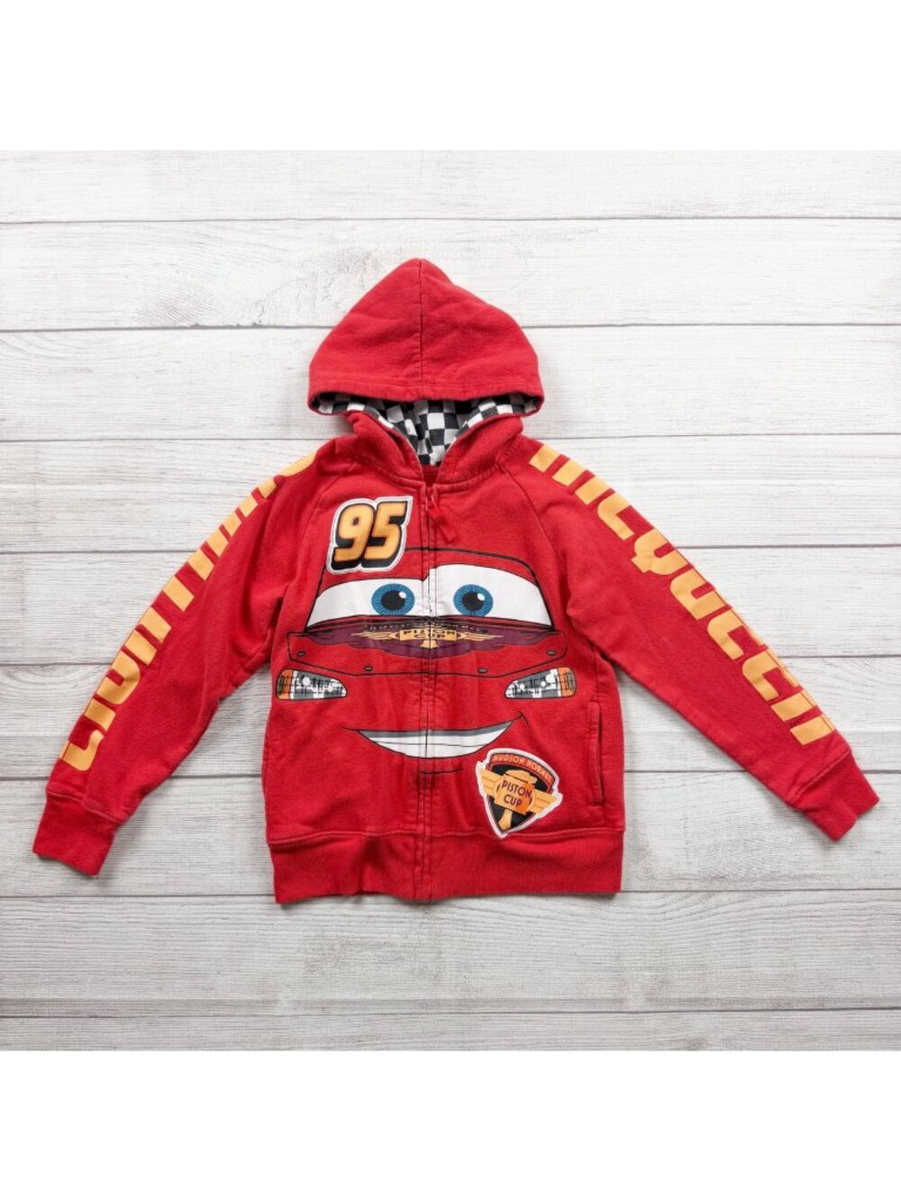 Disney Pixar Cars Lightning McQueen Red Hooded Sweatshirt Jacket Kids 4